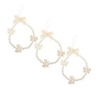 Ciieeo Beaded Phone Charm Bow Pearl Mobile Hanging Rope Wear Resistant and Anti-lost 3pcs Cute Lightweight Wrist Strap White Plastic for Cell Phone and Keychain for Travel and School