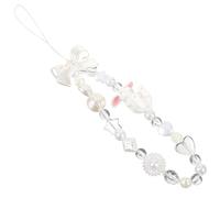 Ciieeo Beaded Wrist Lanyard Preventing Devices from Falling with Acrylic Material and Beige Colour, Cute Phone Bracelet Strap for Birthdays and Holiday for Mobile Phone and Camera