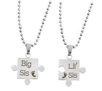 Ciieeo Big Sister Little Sister Couple Necklace Set 2pcs Alphabet Puzzle Neck Pendants for Women Romantic Jewelry Accessories for Valentine’s Day