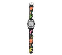 Ciieeo Black Cartoon LED Waterproof Boys and Girls Watch, Easy-to-Read Digital Teaching Tool for Boys and Girls, Casual Wristwatch with Plastic Case and Stainless Steel Strap