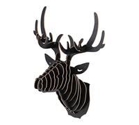 Ciieeo Black Wooden Elk Statue Wall Hanging Board Animal Art Ornament for Home Decor Kitchen Wall Decoration