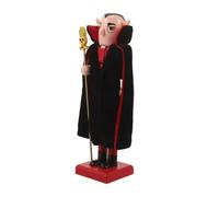Ciieeo Black Wooden Nutcracker Doll with Cloth Cape, 25cm Gothic Vampire Nutcracker for Halloween and Christmas Seasonal Décor, Versatile Decoration Enhancing Spooky Atmosphere