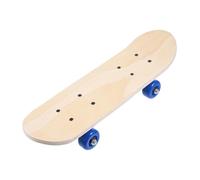 Ciieeo Blank Skateboard Deck for 7-Ply Maple Wood DIY Hand-Painted Skateboard 43cm x 12.5cm with Blue Wheels, Unfinished Wooden Longboard Deck for Art Painting and Replacement