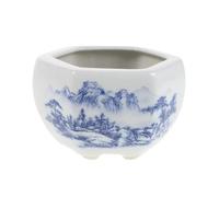 Ciieeo Blue and White Ceramic Flower Pot with Drainage 3.54" Small Porcelain Indoor Planter Pot for Succulents and Desk Decor for Home and Office