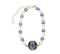 Ciieeo Bohemian Style Bracelet Women’S Wrist Chain with Gold-Tone Pointed Rhombus, Blue and Black Evil Eye Charms, Turkish Boho Jewelry for, Random Design