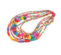 Ciieeo Boho Beaded Necklace Chunky Wooden Long Ethnic Necklace Handmade for Women Everyday and Event Wear
