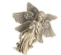 Ciieeo Brass Angel Statue Vintage Six-winged Cupid Ornament Antique Archangel Gabriel Sculpture Small Desktop Decor Religious Miniature Decoration Creative Stable Flat-bottomed Angel Figurine
