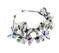Ciieeo Bridal Butterflies Hairband White 3d Butterfly Wreath Headband Wedding Hair Accessory for Bride and Vacation Holiday Hair Decor
