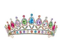 Ciieeo Bridal Headpiece Queen Crown Classic Crystal Glass Alloy Crown Versatile Comfortable Design for Women Bride Special Occasions Photography Sessions