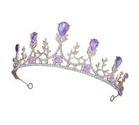 Ciieeo Bride Crown Headdress Delicate Tiara Shiny Zinc Alloy Rhinestone Decoration for Bridesmaids and Women at Weddings and Parties Elegant Purple Bridal Headband