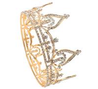Ciieeo Bride Princess Crown round Dazzling Rhinestone Headpiece for Wedding Prom Birthday Hair Accessory Elegant Women