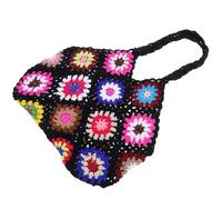 Ciieeo Canvas Woven Handbag and Hand-Crocheted Summer Beach Tote Bag for Women Sturdy Lightweight Shoulder Bag Floral Design for Outdoor Activities