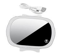 Ciieeo Car Visor Vanity Mirror with LED Lights Touch Control, Rechargeable Sun Visor Makeup Mirror 122mm X 184mm White for Automotive Interior Cosmetics and Travel Use