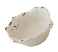 Ciieeo Cartoon Cat Design Ceramic Breakfast Bowl Multi-use Fruit Salad Food Serving Bowl for Children Kitchen Tableware
