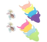 Ciieeo Cartoon Cow Shaped Self-stick Memo Pads 8-book Set with 24 Decorative Metal Paper Clips for Office and Home Reminders, Cute Stationery Supplies for School and Desk Organization