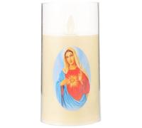 Ciieeo Catholic Gifts LED Flameless Prayer Candle, Battery Operated Holy for Home Plastic Waxless Design, Smoke-Free and Safe, Portable Christian Festival Light Random Color
