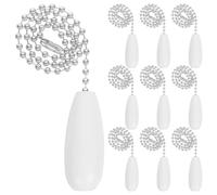 Ciieeo Ceiling Fan Pull Chain Extender Universal Compatibility and Easy Installation 10pcs with White Wooden Pendant and Beaded Ball Design for Ceiling Fans and Light Pull Chains in New
