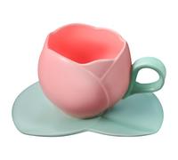 Ciieeo Ceramic Coffee Cup Coaster Set 300ml Capacity Retro Style with Heat Resistance and Decorative Features, for Birthday and Party Use, Creative Ceramic Mug Saucer Set
