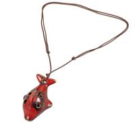 Ciieeo Ceramic Dolphin Ocarina Flute 4-hole Musical Instrument for Beginners Children Red Glaze Wind Instrument Handcrafted Ceramic Music Toy