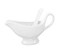 Ciieeo Ceramic Gravy Boat with Deep Spoon Spill Sauce Serving Dish Lightweight Milk Pitcher for Kitchen and Catering Easy Pour Design Prevents Drips and Messes