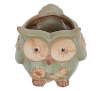 Ciieeo Ceramic Owl Shape Succulent Flower Pot Plant Container for Home Indoor Use, Single Grey Glazed Owl Planter for Succulents and Small Plants