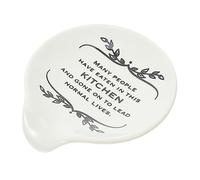 Ciieeo Ceramic Spoon Holder 4.41X3.94X0.63In Soup Scoop Stand with Letter Pattern for Forks Chopsticks Kitchen Cutlery Rest Easy to Clean Restaurant Supply