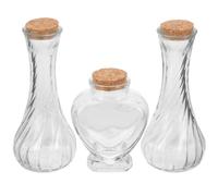 Ciieeo Ceremony Bottle Set 3 Pieces Glass Bottles with Cork Stoppers 5.91X2.56 Inch and 4.72X2.56 Inch for Wedding Sand Ceremony Unity and Diy Wishing Bottle Decoration