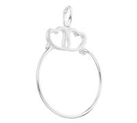 Ciieeo Charm Holder Pendant Necklace Elegant Silver Dual Functionality Flexible Styling Options for Couples Special Occasions Double Heart Shape