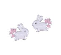 Ciieeo Cherry Blossom Bunny Stud Earrings for Women, Enamel Flower Rabbit Jewelry, Cute Small Easter Earrings for Girls