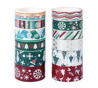 Ciieeo Christmas Washi Tape 12 Rolls Decorative Japanese Paper Tape for Diy Scrapbooking Wrap and Holiday Journal Decoration