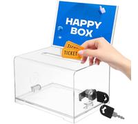 Ciieeo Clear Acrylic Suggestion Box with Lock 6.30X4.72X3.94 Inch Business Card Holder Donation Box for Office Fundraising and Voting Events
