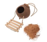 Ciieeo Coconut Shell Bird Nest for Parakeets and Small Birds Handwoven Design with 50g Coconut Fiber Climbing Experience and Interactive Enrichment
