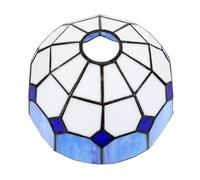 Ciieeo Colored Glass Lampshade for E27 Ceiling Light, 8-inch Mediterranean Blue and White Stained Glass Lamp Cover with 4.2cm Center Hole, Decorative Chandelier Shade for Home Lighting