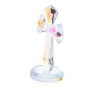 Ciieeo Colorful Crystal Glass Cross Decor Compact Standing Prayer Crucifix Figurine for Home Office Tabletop Artistic Religious Ornament Symbolizing Devotion and Serenity