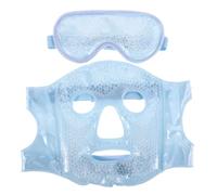 Ciieeo Cooling Ice Face Mask and Eye Mask Set for Men and Women, Reusable Cold Compress Gel Pack Soft Blue Face Cover and White Ice Beads, Reduces Puffiness, Dark Circles, and Redness,