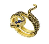 Ciieeo Copper Snake Ring with Blue Zirconia, Unisex Adjustable Finger Ring Size 8, Creative Serpent Design Fashion Finger Accessory for Men and Women