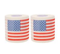 Ciieeo Creative American Flag Printed Toilet Paper 2 Rolls, 3-ply Bathroom Tissue 150 Sheets Per Roll, 10x10cm Household Toilet Tissue for Party and Bathroom Use