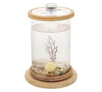 Ciieeo Creative Desktop Fish Tank Aquarium with Tempered Glass Eco Bottle, Rotating Round Mini Aquarium with LED Light, Office Decorative Fish Bowl for Home and Desk Use