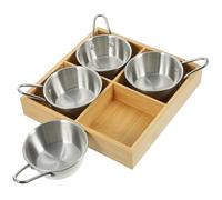 Ciieeo Creative Multi Stainless Steel Food Tray with Base Compartment Dinnerware for Hot Pot BBQ Restaurant Home Use Stackable Space Saving Design