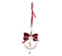 Ciieeo Crystal Cube Car Hanging Ornament with Red Bow and Bells Radiant Rearview Mirror Pendant for Car Interior Office Home Bedroom Decoration Multifunctional Charm Enhancing Ambiance