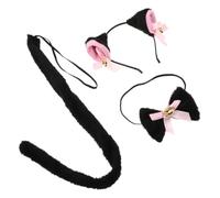 Ciieeo Cute Black Cat Ears Headband and Women, Plush Fabric with Elastic Widewidth Design, Soft Double-layer Plush, Built-in Metal Bell Bowtie, for Carnival Dress and Role Play