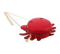 Ciieeo Cute Crab Coin Purse Mini PU Wallet with Lanyard | Kawaii Cartoon Style, Red Finish, Commuting or School Use, Easy Access for Coins and Keys