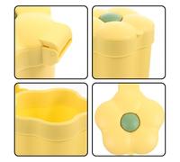 Ciieeo Cute Flip Lid Desktop Trash Bin, Small Flower-shaped Wastebasket for Office Desk, Yellow Mini Garbage Pail for Workspace Organization