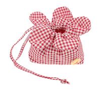 Ciieeo Cute Floral Make up Bag for Women with Drawstring Opening, Large Capacity Cotton Cosmetic Pouch in Red, for Daily Use and Parties