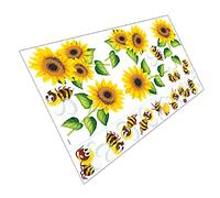 Ciieeo Cute Sunflower and Bees Wall Decals Floral Stickers for Living Bedroom Nursery Tear Resistant Peel and Stick Decorative Wall Art for Fresh Spring Home Decor