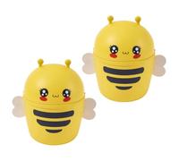 Ciieeo cute trash can 2pcs Cartoon Bee Flip Lid Trash Can Plastic Yellow Convenient Mini Garbage Bin for Bathroom Countertop Use
