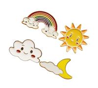 Ciieeo Decorative Alloy Brooches Set Pin Badges for Clothing and Bags 4pcs Featuring Sun, Cloud, and Multicolor Designs Stylish Accessories for Daily Life and Christmas