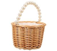 Ciieeo Decorative Woven Flower Girl Basket with Handle Rustic Wicker Storage Basket for Weddings Multi-functional Hand Woven Container for Flowers Fruits and Candies Unique Tassel Design