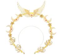 Ciieeo Delicate Yellow Metal Solar Angel Party Headband Hair Decor Accessory for Graduation Time Special Occasion and Wedding Photo Prop