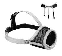 Ciieeo Dog Mouth Cover Pet Muzzles Adjustable Strap Soft Silver Polyester Basket with Secure Buckle Prevent Barking for Walking and Visiting The Vet Recommended for Dogs 14-20kg